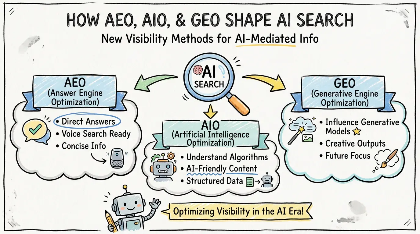 How AEO, AIO, and GEO Shape AI Search